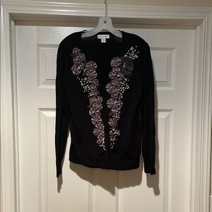 Black Floral Embellished Women's Cardigan by Christopher Banks